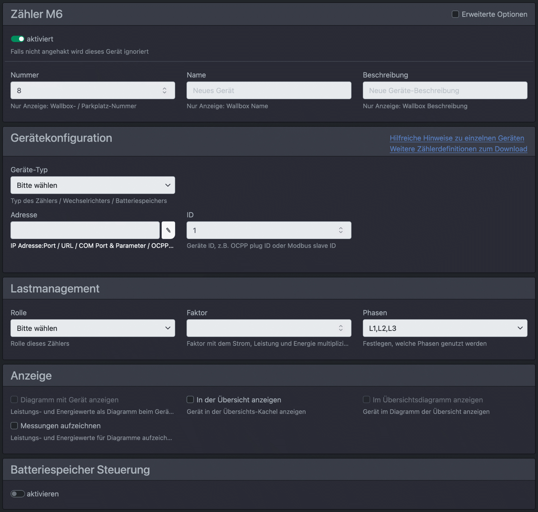 Screenshot Dialog "Zähler hinzufügen"