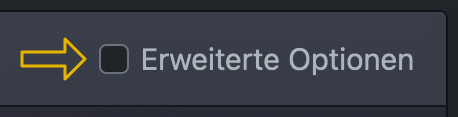 Abbildung Checkbox "Erweiterte Optionen"