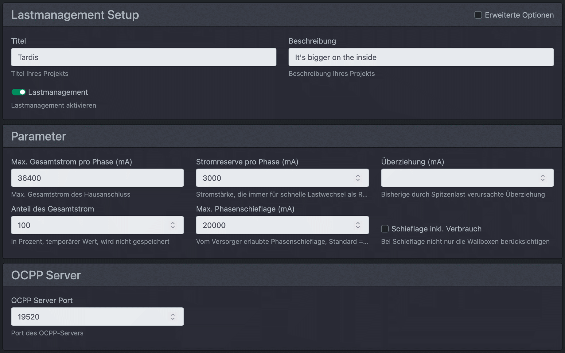 Screenshot cFos Charging Manager Startseite